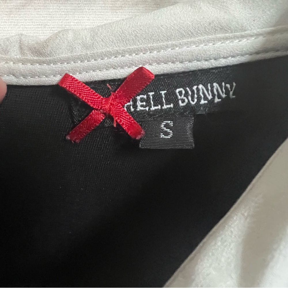 Hell Bunny Graveyard Bats Wednesday Addams Collar Black Velvet Dress Goth Small - Picture 5 of 10